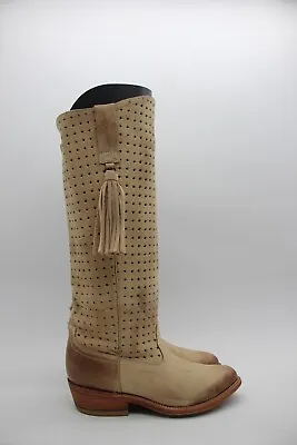 MISS SIXTY Pancho Women's EU Size 36.5 Beige Leather Cowboy Boots • $44.99