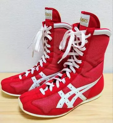 ASICS Boxing Shoes Red Long Type TBX704 25.0cm Used F/S • $159.92