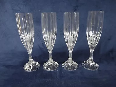 Park Lane By Mikasa Crystal Champagne Flute Ribbed Stem Set Of 4 • $49.99