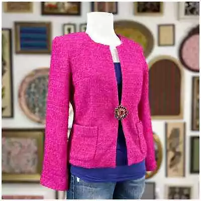 J. Crew Wool Blend Jacket Womens Size 6 Hot Pink Textured Boucle EUC  • $74.99