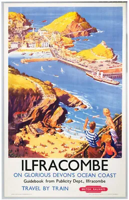 Vintage Ilfracombe Clifftop View Of The Beach Railway Travel Poster A1/A2/A3/A4 • £16.95