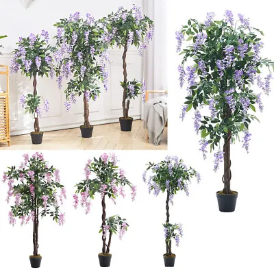 Large Potted Wisteria Flower Artificial Tree Fake Plant Home Office Garden Decor • £55.95