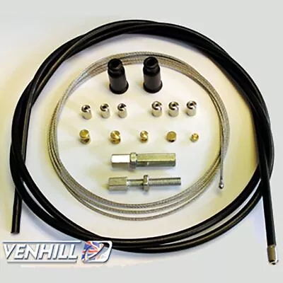 Universal Motorcycle Throttle Cable Kit 5mm OD Alloy Steel Neopr Brass-  Black • $41