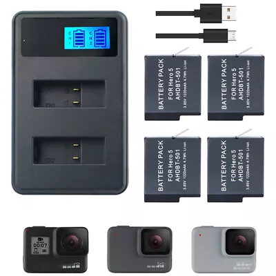 2/4 Pcs Battery + Charger For GoPro Hero 8 For Go Pro HERO 7 / 6 /5 Rechargeable • $90.99