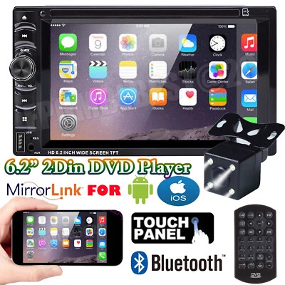 $107.77 • Buy 6.2  Double 2 DIN Car DVD Player Stereo Head Unit Bluetooth Radio & Camera Kit