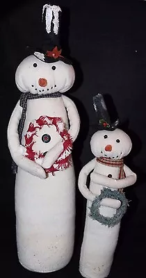 Midwest Of Cannon Falls Big & Small Christmas Holiday Snowman W/ Wreath On Hands • $13.99