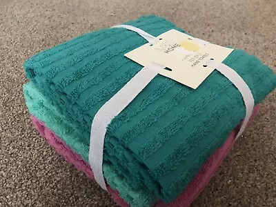 £5.50 • Buy M&S 3 Hand Towels Green Pink  £12.50 BNWT Kitchen Bathroom Sport