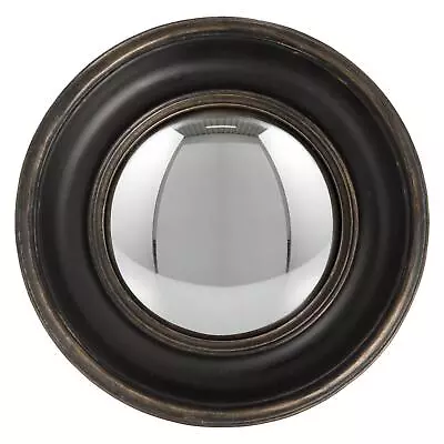 Antiqued Black Brown Moulded Frame Convex Fisheye Porthole Mirror 23cm • £28.99