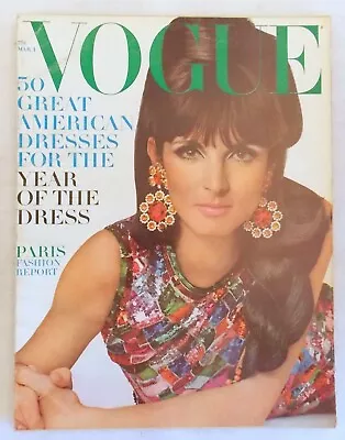 1966 March 1 Vogue Fashion Magazine Year Of The Dress * Paris Fashion Report • $79.99