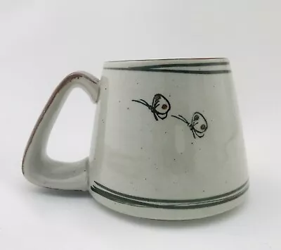 Vintage Japan Pottery COFFEE MUG 13oz Wide/Large Handle Bird Flowers Butterflies • $19