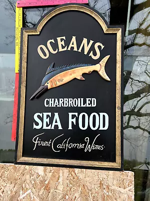 Vintage Rustic Primitive Beach Sign Hand Painted Wood Ocean House Decor Sea Food • $24.99