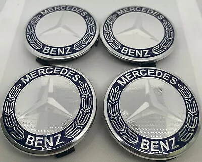 4 Pc Set Fits Mercedes Benz Emblem Wheel Center Caps Blue Hubcaps 75mm /3 In Amg • $16.80