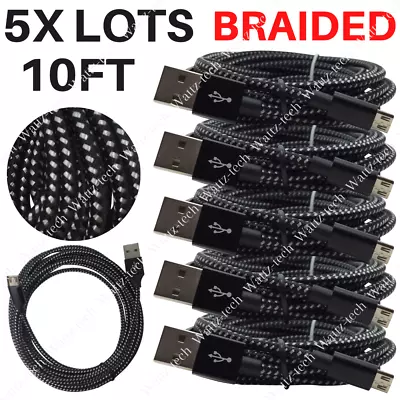 5 PACK 10Ft Fast Micro USB Charger Cable Cord Braided Lot For Android Samsung LG • $14.50