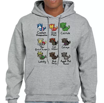 Cat Avengers Mens Funny Hoodie Thor The Hulk Iron Man Captain America Kitten • £24.49