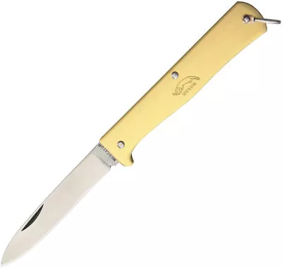 OTTER-Messer Small Mercator 3  Folding Brass Handle Stainless Knife Satin • $52.25