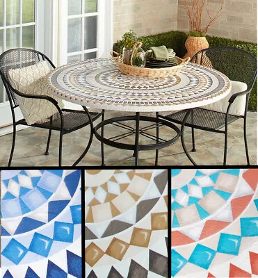 Fitted Mosaic Tablecloth Round Elastic Patio Table Cover PEVA • $22.99