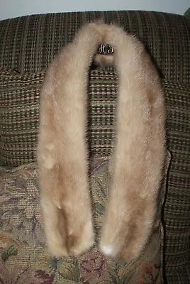 Vintage Genuine Mink Fur Collar Scarf Shawl Stole 36 X4  Lined Light Brown Clips • $27.50