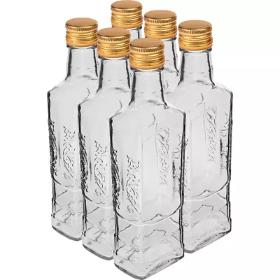 Glass Bottles 6 X 250ml Gold Screw Cap - Decorative Wine Storage Gift Homebrew  • £15.95