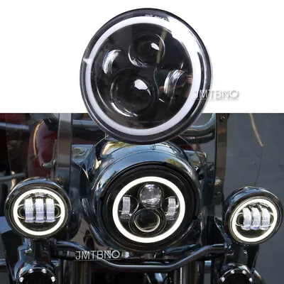 DOT 7  Inch Motorcycle Headlight Round LED Projector DRL For Cafe Racer Bobber • $71.25