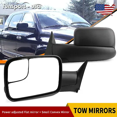 Tow Mirrors For 94-97 Dodge RAM 1500 2500 Pickup Flip Up Power Adjust Glass • $88.90