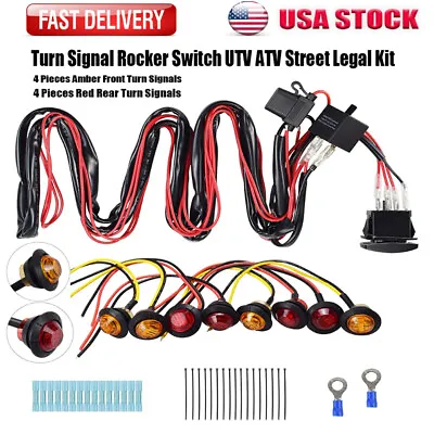 8X Rocker Switch Turn Signal Kit Street Legal Led Light Hazard Fits ATV UTV Bike • $35.14