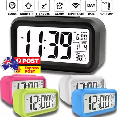 Digital Bedside LED Snooze Alarm Clock Time Temperature Day/Night Desktop Clocks • $10.99