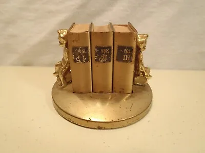 Vintage Matchbox Holder Books Stand Impish Bookends 3 Volumes • $27.95