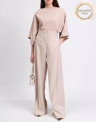 RRP€605 MARINA RINALDI Chino Trousers Plus Size 21 US12 M Linen Blend Beige • $4.04