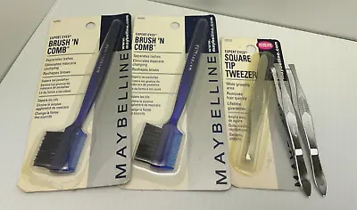 MAYBELLINE Expert Eyes (2) Brush N Comb Brow Brush + (3) Square Tip Tweezers ** • $29.99