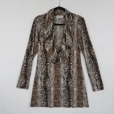 Veronica M. Tunic M Long Sleeve Low Cowl Shawl Neck Animal Snake Print Satiny • $10