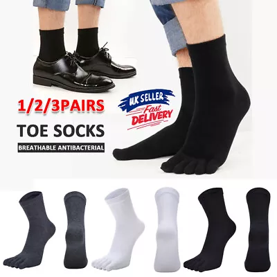 £6.59 • Buy 1-3pairs  Men Sport Running Elastic Soft Five Finger Toe Socks Short Solid