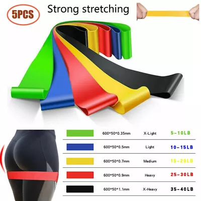 $9.99 • Buy 5pcs Elastic Fitness Exercise Resistance Band Latex Loop Gym Yoga Strap Train