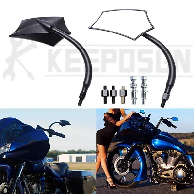 Black Motorcycle Rearview Mirrors For Harley Road Glide Sportster XL Softail A+ • $35.65