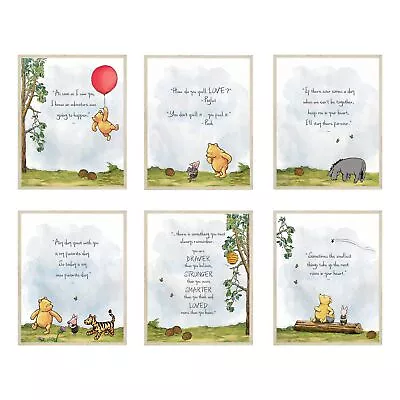 Classic Winnie The Pooh Wall Art Decorations By  - Set Of 6 8X10 Inch - Nursery • $21.24
