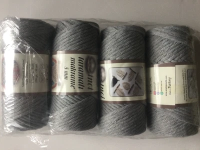 £10.50 • Buy Macrame Cord 5mm String  Plant Hangers Craft 4 Rolls 1kg Colour Light Grey Grey