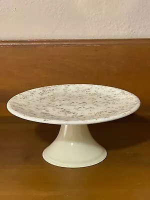 Vintage White Glass Cake Stand With Gold Splattering 8.5 X 4  • $15