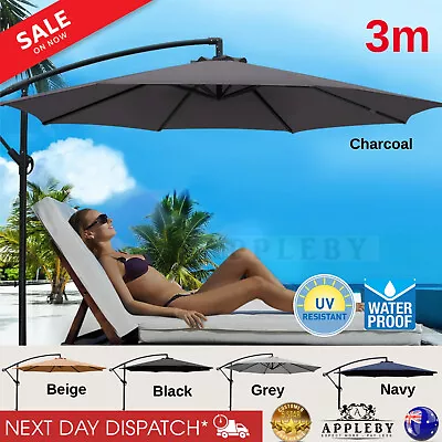 $111.66 • Buy New Outdoor Cantilever Umbrella Garden Shade Large Pool Patio Black Beige Navy