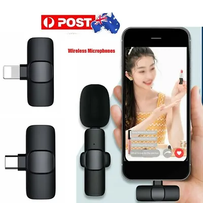 Mini Wireless Lavalier Microphone Clip On Lapel Mic For IPhone IPad Samsung Vlog • $24.69