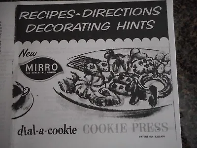 VINTAGE COPY Of Mirro Cookie Press Dial-A-Cookie Original Recipes & Instruction • $7.99