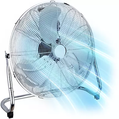 Pro Breeze Floor Fan 20  Chrome Metal Gym Fan - 3 Speeds And Adjustable Fan Head • £54.99