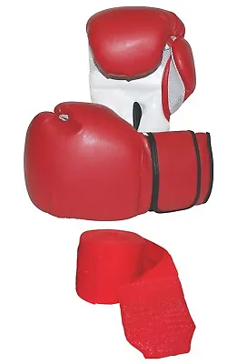 Red Boxing Gloves Bonded Leather With Air Max Palm Mexican Red Handwraps Free • $27.95