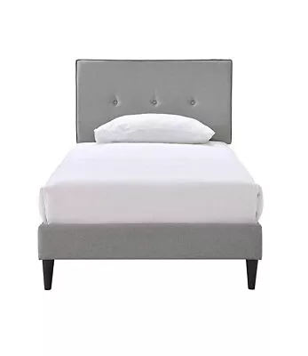 Brand New PRI Home Fare Twin Mid Century Button Upholstered Bed Gray FLG68 • $212.49