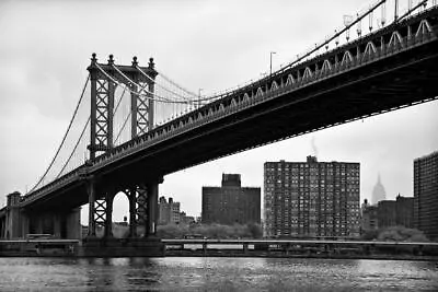 Manhattan Bridge In New York City NYC Black And White B&W Photo Poster 36x24 • $13.98