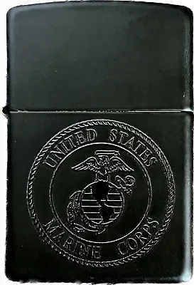 Zippo Windproof Lighter With Black U.S. Marine Corps Seal 97276 New In Box • $24.47