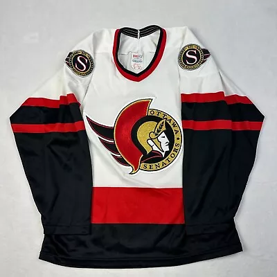 Vintage Ottawa Senators CCM Maska Jersey Mens Medium White Air Knit Sewn NHL • $59.88