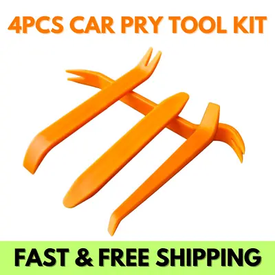 4x CAR TRIM REMOVAL TOOL SET PANEL DOOR PRY DASH PLASTIC INTERIOR RADIO CLIP KIT • £2.19