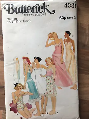 SEWING Pattern BUTTERICK 4331 Lingerie Nightwear Partially Used Size 10 (83cm) • £10
