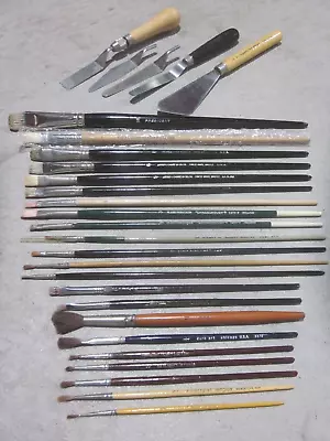 Vtg ARTIST PAINT BRUSH KNIFE Lot Of 27 Grumbacher Winsor Newton Robert Simmons • $79.99