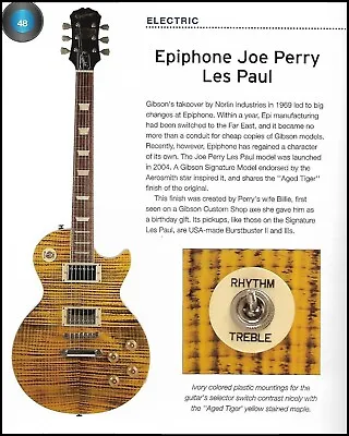 Epiphone Joe Perry Les Paul + Epiphone Frontier Acoustic Guitar History Article • $4