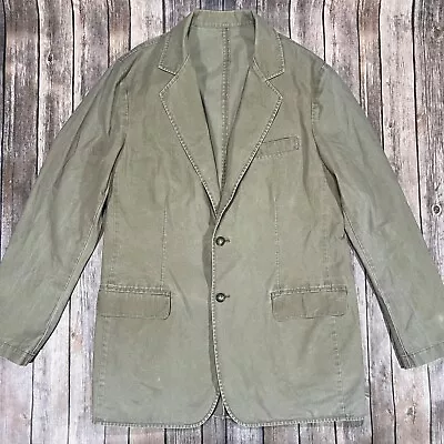 LL Bean Canvas Blazer Sport Coat Chore Mens 42T Khaki Beige Safari Jacket • $49.95